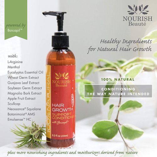 Nourish Beaute Hair Growth Conditioner - All Natural with DHT Blockers, Biotin, Botanicals - All Hair Types, Hair Regrowth & Thickening, Hair Loss Treatment for Men & Women, No Minoxidil or Drugs