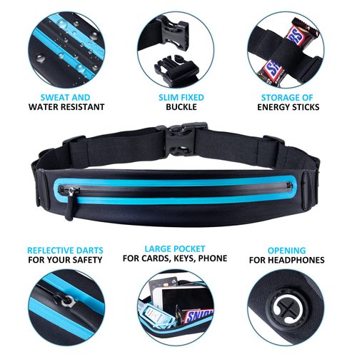 Filoto Running Belt Fanny Pack, Fanny Pack for Women & Men USA Patented Hands-Free Reflective Runner Pouch Belt Fitness Workout Bag No-Bounce Adjustable Sport Travel Fanny Pack Cell Phone