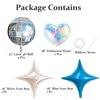 8 Pcs 22 inch Disco Ball Balloons Star Iridescent Heart Balloons for Last Bachelorette Party Decoration Groovy Birthday Bridal Shower Valentine's Day Supplies