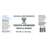 Tooth Powder with Mint and Myrrh Gum | Natural Toothpaste | Fluoride Free | Whitening | Polishing | Valhalla Spa Organics 1.5 oz (2 Pack)