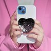 Ksadiye Expandiing Moblile Phone Grip Heart Glass Holder for Smartphones, Cell Phone Collapsible Stand（ Purple Star Black