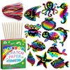 ZMLM Scratch Art Paper Kids - 48 Pcs 12 Style Ocean Animals Rainbow Art Craft Scratch Paper for Party Favor Game Supplies Decoration Halloween Christmas Birthday Gift for Ages 4 5 6 7 8+ Girls Boys