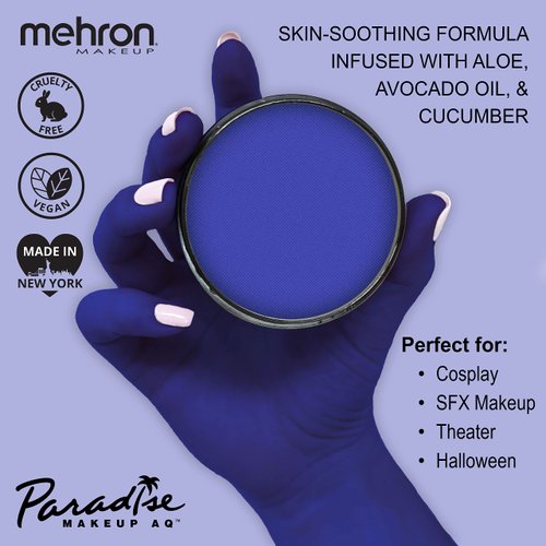Mehron Makeup Paradise Makeup AQ Pro Size | Stage & Screen, Face & Body Painting, Special FX, Beauty, Cosplay, and Halloween | Water Activated Face Paint & Body Paint 1.4 oz (40 g) (Dark Blue)