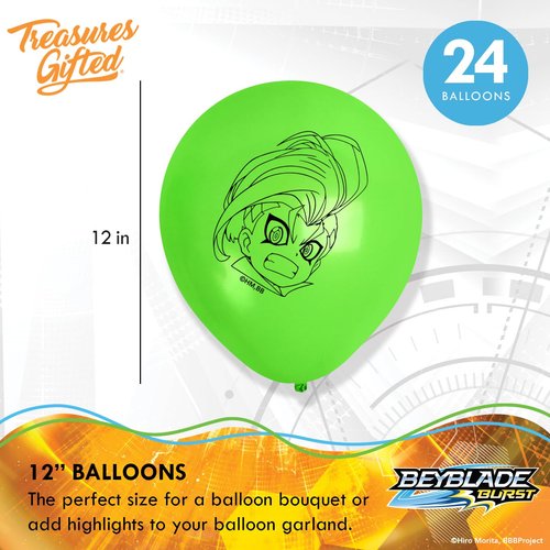 Treasures Gifted Officially Licensed BEYBLADE BURST Party Supplies - BEYBLADE Balloons - 24 Pack - 12in Latex BEYBLADE Balloon - BEYBLADE Birthday Party Supplies - BEYBLADE Party Supplies