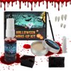Halloween SFX Makeup Kit, Special Effects Makeup Kit Include Makeup Wax,Stipple Sponges,Fake Blood, Fake Teeth,Makeup Brushes,Halloween Vampire Cosplay Makeup Set