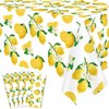 4 Pack Lemon Tablecloth Lemons Summer Party Tablecover Rectangle Lemons Table Cover 51 x 86 " Yellow Lemons Disposable for Lemon Theme Birthday Party Wedding Shower Supplies Lemon Table Decorations