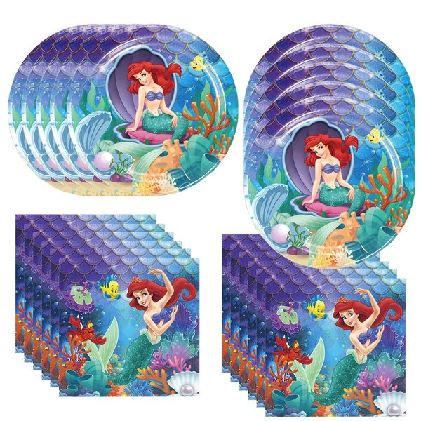 DoMiDoLa 40pcs Meraid Party Supplies include 20 plates, 20 napkins for the Mermid birthday party decoration