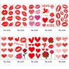 Finduat 83 Pcs Valentine's Day Red Lips Heart Temporary Tattoo Stickers Red Lip Kiss Love Cupid Rose Bouquet Waterproof Fake Tattoos