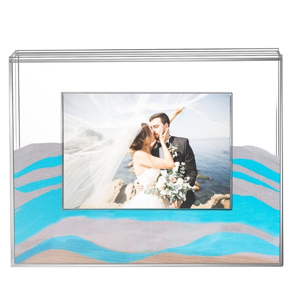 Queekay Wedding Unity Sand Ceremony Photo Frame Clear Acrylic Sand Ceremony Shadow Box with Picture Frame for Wedding Decorations Home Decor Keepsake (Classic Style)