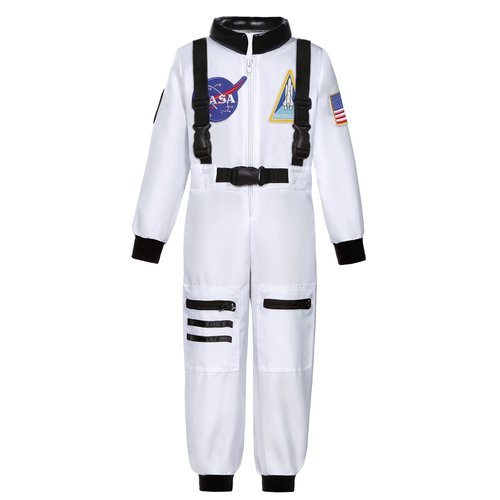 Costumerry Astronaut Costume for Kids NASA Space Pilot Toddler Boys Birthday Halloween Costumes (White, 3-4 Years)