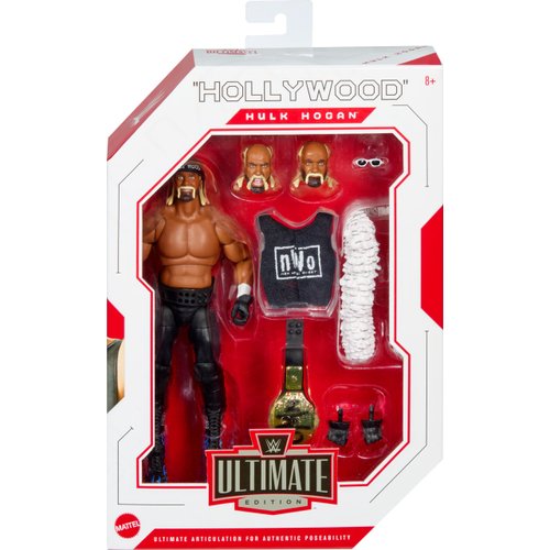 Mattel WWE Ultimate Edition Action Figure & Accessories Set, “Hollywood” Hulk Hogan 6-inch Collectible with 30 Articulation Points, Swappable Pieces & Entrance Gear