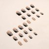 RikView Black Press on Nails Medium Length Fake Nails French Tips Nails Glossy Square Stick on Nails 24 PCS/Set