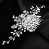 Teyglen Crystal Bride Wedding Hair Comb Silver Pearl Rhinestone Hair Piece for Bride Pearl Wedding Hair Side Comb Flower Bridal Hair Accessories for Women Girls(Silver)