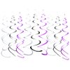 Purple Black and Silver Foil Swirl Hanging Decoration Streamer for Birthday Graduation Wedding Party Supplies, Pack of 21