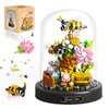 QLT QIAOLETONG Flower Bouquet Building Sets, 588 PCS Animals Flowers Botanical Collection Mini Bricks Building Blocks Toy for Adults, Valentine's Day for Her Mom Women Wife Girlfriend (Bee)