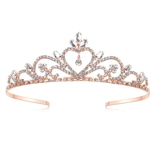 Lovelyshop Princess Rhinestone Wedding Tiara-Rose Gold
