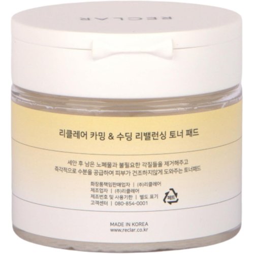 Reclar Calming & Soothing Re-Balancing Toner Pad 150ml, 60 Count, Korean Skincare, Exfoliating, Aloe, Hydrating