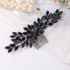 Missgrace Women's Handmade Gothic Black Full Rhinestones Side Hair Comb for Prom Party Special Occasion Punk Headpiece, Black 3