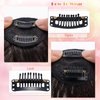 Hair Toppers for Thinning Hair Bangs Hair Clip in Extensions,Top Hair Pieces French Hair Bangs Fringe Hair Extension One Piece Clip on Front Bangs Hairpiece Forehead Topper for Girls Women,Brown Black