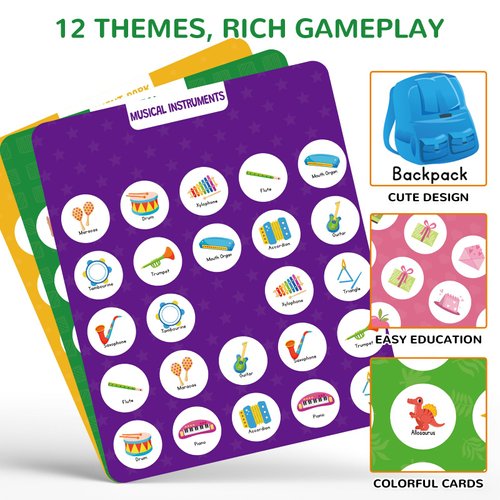 ABERLLS 6 Pcs Memory Cards for Matching Memory Game, Travel Toy for Boys Girls Kids Age 3 4 5 6 7 8 Year Old, Road Trip Essentials for Toddler, Airplane Car Camping Activity, Birthday Gifts