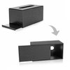 MyGift Modern Black Wood Grain Tissue Box Cover with Easy Refill Slide Out Bottom, Refillable Bathroom Facial Napkin Tissue Box Holder