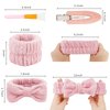 Semato 14 Piece Spa Headband for Washing Face with Wristband and Hair Clips Face Mask Brush Sleepover Party Supplies for Girls Towel Headband (White, khaki, Pink)