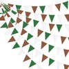 32Ft Green Brown White Party Decorations Brown Green Pennant Banner Fabric Triangle Flag Bunting Garland Streamers for Football Camping Birthday Baby Shower Jungle Safari Rugby Sport Party Decor