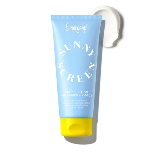 Supergoop! Sunnyscreen 100% Mineral Lotion SPF 50, 3.0 fl oz - Face & Body Sunscreen for Babies & Kids - 100% Non-Nano Mineral Formula - Pediatrician Tested, Hypoallergenic, Fragrance & Silicone Free