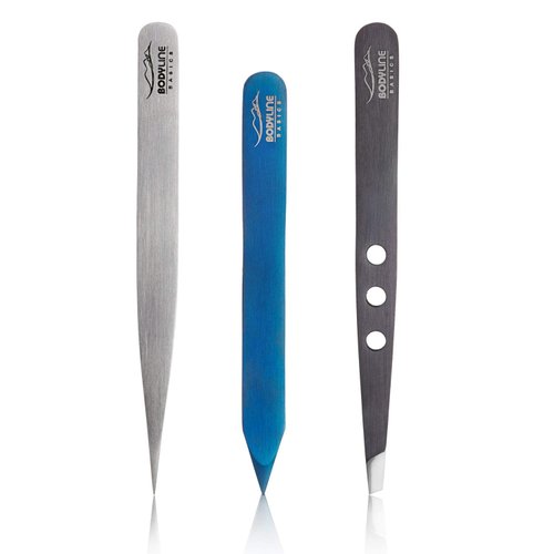 Bodyline Basics Tweezer Set for Eyebrows Chin Hair Splinters and Ingrown Hairs - Precision Tweezers for Facial Hair Removal