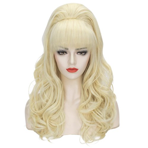 Beehive Wig Blonde Women 60s Vintage Long Curly Bouffant Updo Victorian Fembot Wig 50s 70s Costum...