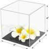 Cliselda Fully Assembled Acrylic Display Case with Black Base 4x4x4 in, Clear Square Acrylic Box Cube Small Acrylic Storage Containers, Dustproof Plastic Display Box for Collectibles Action Figures