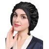 LILYSILK 100% Mulberry Silk Bonnet, 19 Momme Silk Night Sleep Cap Adjustable Hair Wrap for Sleeping, Black