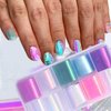 XEAOHESY 20 Rolls Gradient Aurora Glass Paper Nail Art Sticker 3D Holographic Aurora Glass Reflective Mirror Shard Effect Rainbow Thin Iridescent Cellophane Films Foil Nail Wraps for Women Nail Art