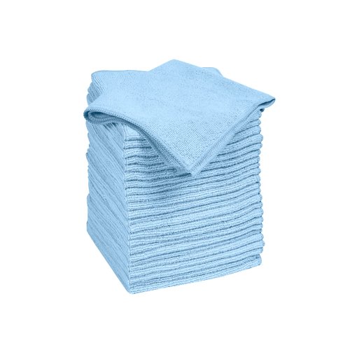 Quickie Microfiber Cleaning Cloth, 14 X 14 in., Blue, 24 Pack, Washable and Reusable, All-Purpose Towel/Wiper for Multi-Purpose Indoor/Outdoor Cleaning/Dusting/Polishing on Kitchen/Bathroom