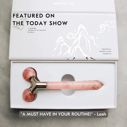 Mount Lai Rose Quartz Tension Melting Massager for Face and Neck | Rose Quartz Face Roller and Neck Massager for Relieving Tensions and Stress