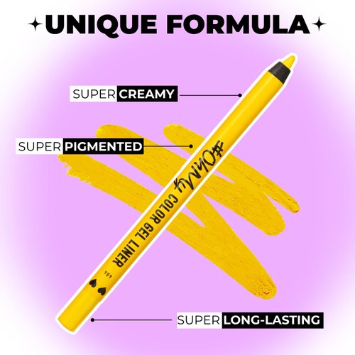 Lamel OhMy Color Gel Eyeliner Pencil - Long Lasting, Waterproof Eyeliner - Vibrant Colored Eyeliner, Highly-Pigmented - Yellow eyeliner
