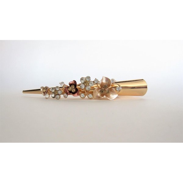 Gold tone rose gold flowers metal alligator hair claw clip clamp