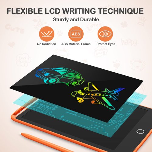 2 Pack LCD Writing Tablet, Colorful Screen Doodle Board 8.5 Inch Drawing Tablet for Kids, Learning Toys Birthday Gifts Travel Activity Games for 3 4 5 6 Year Old Boys and Girls Toddlers（Orange Blue）