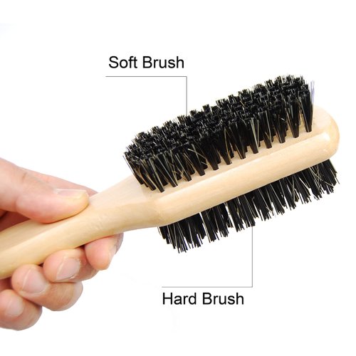 Bristle Hair Brush - Double Sided Soft and Hard Pocket Comb for Men Hair Brushes, Facial Beard Brush Assort Color