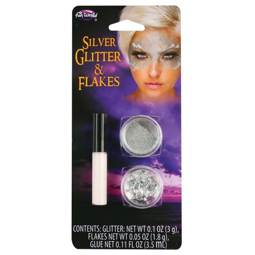 Fun World Silver Flakes and Glitter Makeup Kit Standard