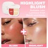 MIESCHER 2 in 1 Pearl Blush Blendable Highlights, Blush+Highlight Sea Shell Tinted Smooth Cream Blush Face Makeup for Cheek & Eye, Lightweight Highlighter Blusher Eyeshadow Palette, 01#So Shy