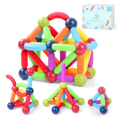 BEBOAN 68pcs Magnetic Building Blocks Stem Toy for Kids Toddlers Ages 3-5/4-8 Boys & Girls, Preschool Educational Learning Classroom Must Haves Magnet Sticks and Balls Toys Gift Set
