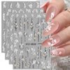 5D Spring Embossed Flower Nail Art Stickers 4 Sheets JMEOWIO Real Self-Adhesive Decals Floral Design Nail Decoration for Women Girls