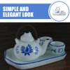 SUPVOX 1 Set of Miniature Porcelain Dollhouse Teaware - Diy Ceramic Tea Set with Teapot, Cups, and Plates - 1:12 Scale Dollhouse Decoration