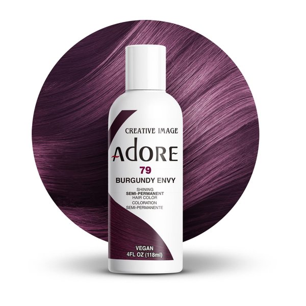 Adore Semi Permanent Hair Color - Vegan and Cruelty-Free Hair Dye - 4 Fl Oz - 079 Burgundy Envy (Pack of 1)