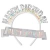 𝘾𝙝𝙖𝙣𝙖𝙘𝙤 Happy Birthday Headband for Women, Glitter Rainbow Tassel Birthday Crown for Girls, Birthday Party Decorations for Toddler, Birthday Tiara Hair Accessory for Kids, Sweet Birthday Gifts