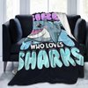 Just A Girl Who Loves Sharks Blanket Cute Shark Decor Throw Blanket Gifts for Girls Boys Shark Lover Super Warm Soft Plush Lightweight Fleece Flannel Bedding Blanket for Kids Adult Men Women 50"X40"