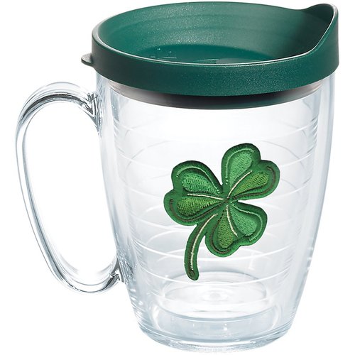 Tervis Shamrock Made in USA Double Walled Insulated Tumbler Cup Keeps Drinks Cold & Hot, 16oz Mug, Clear