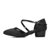 HXYOO Closed Toe Low Heel Glitter Ballroom Dance Shoes for Women Salsa Latin Wedding Party 1 1/2“ Heel S11-1(Black-1 1/2",7)