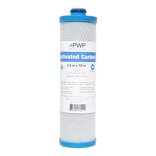 2.5 x 10" RV Water Filter Activated Carbon Block Push-Nipple Cartridge Replaces KW1